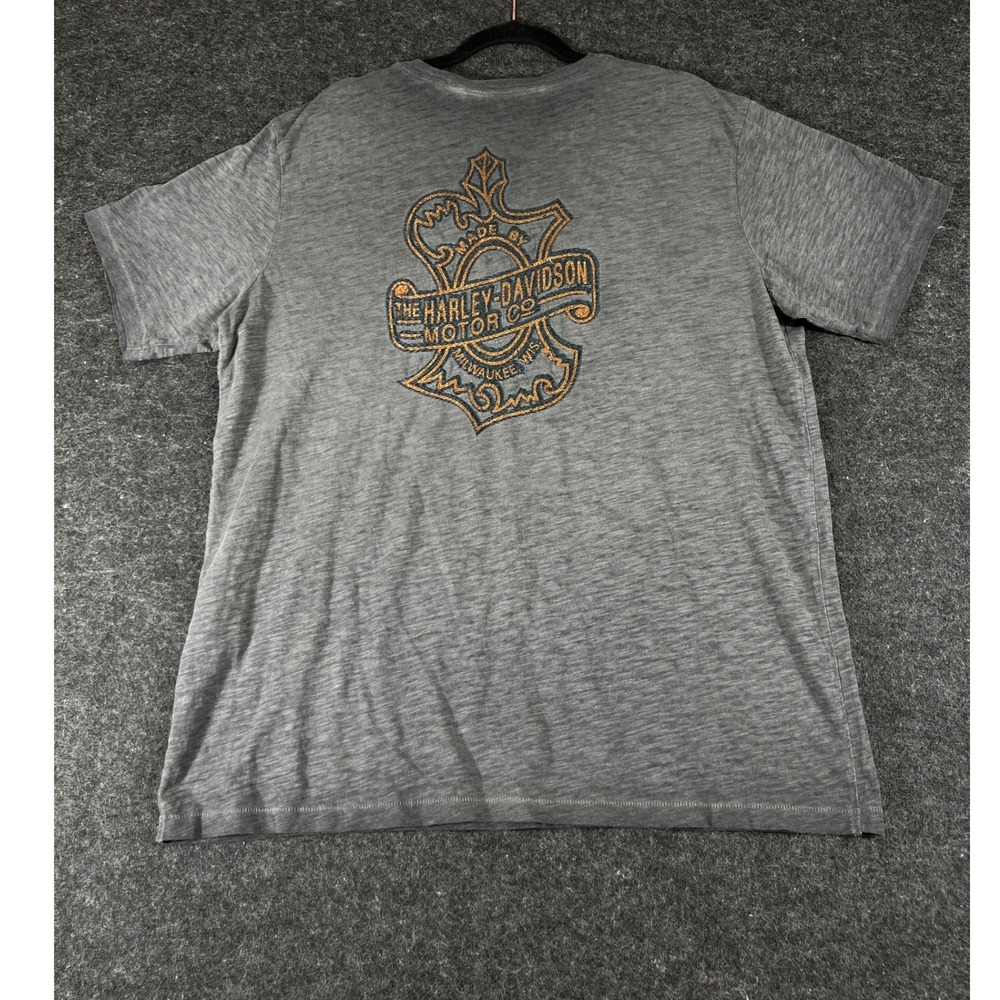 Vintage 90s Harley-Davidson T-Shirt  Mens XL Grey Slub Knit Embroidered Logo